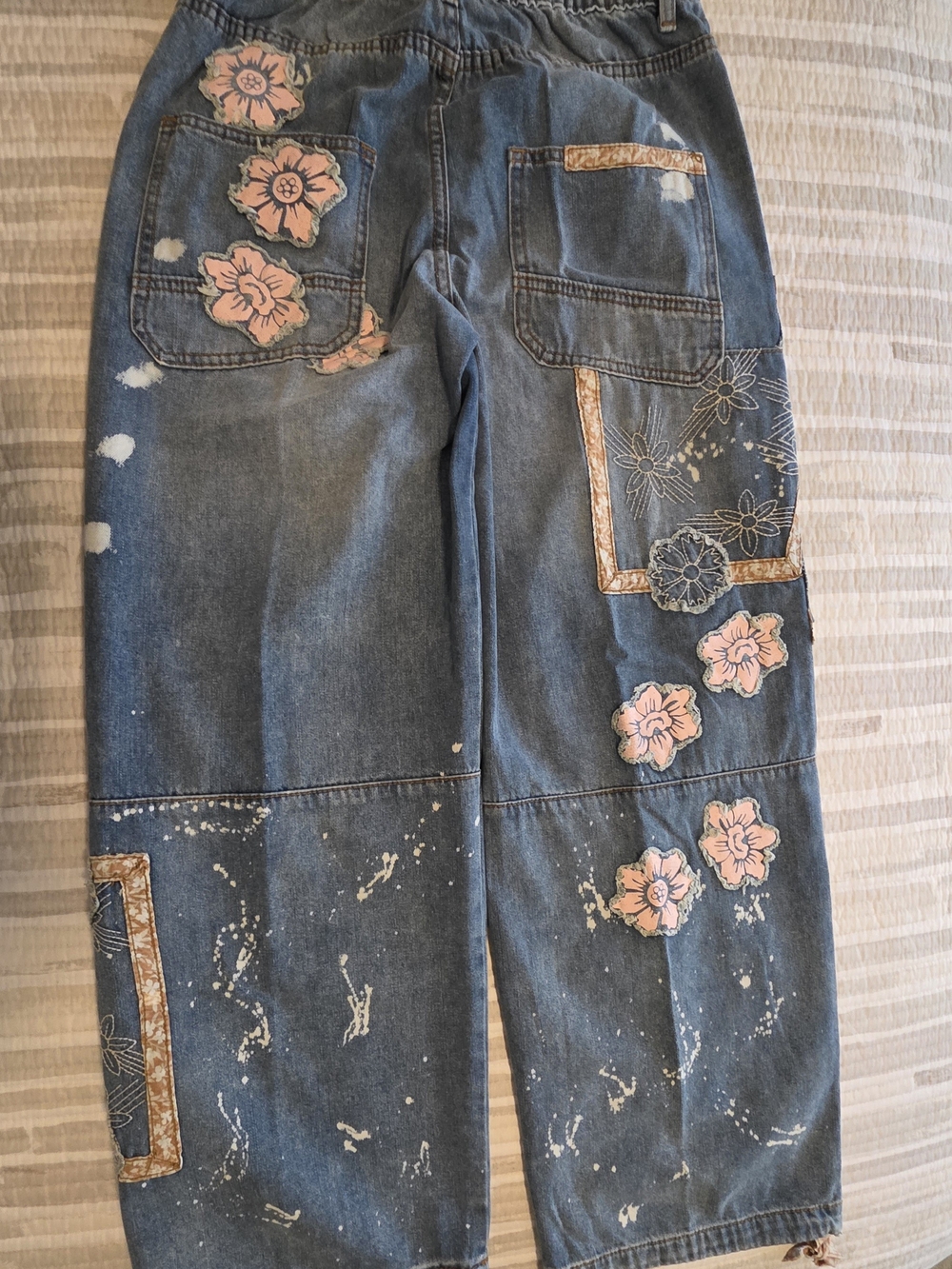 Oli & Hali Blue Wide-Leg Embroidered Jeans - Picture 5 of 8
